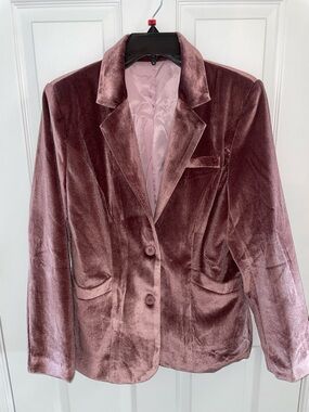 Women's Velvet Blazer Jacket - Antique Rose
